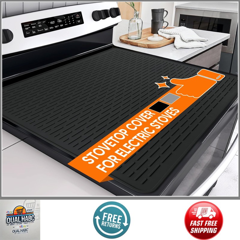 Stove Top Cover 28″x20″ Black for Electric Gas Burners Glass Cooktop Protector