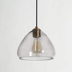 Uolfin 1-Light Modern Gold Black Pendant Light Smoke Gray Glass 9.8 in