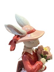 Bunny Girl Figurine 15.5in Holding Flowers Spring Summer Statue Decor NEW Gift