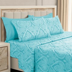 Luxury Deep Pocket 6 Piece Bed Sheet Set 1800 Series Hotel Comfort Paisley Sheet