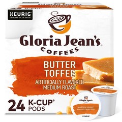Gloria Jean’s Butter Toffee, Keurig K-Cup Pods, Medium Roast Coffee, 24 Count