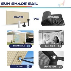 Sun Shade Sail Rectangle Canopy Cover for Outdoor Pergola Patio Garden UV Proof