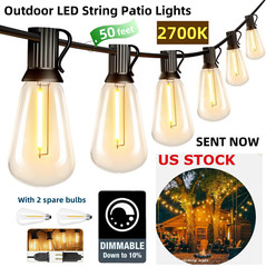 50FT – 500FT LED Outdoor String Lights Dimmable Waterproof ST38 LED Patio Lights