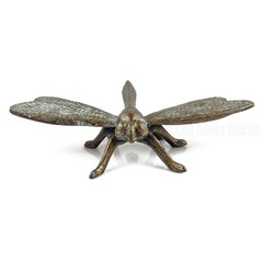 Large Cast Iron Dragonfly Home Garden Figurine Statue Verdigris Green 10.25 inch