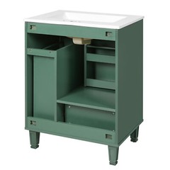 Bathroom Vanity with/Sink Solid Wood Frame Storage Cabinet w/Door Shelf, Drawer