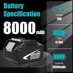 2PACK For Makita 18Volt 8.0Ah LXT Li-Ion Battery BL1860B BL1830 BL1850 /Charger