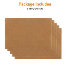 5Pcs BBQ Copper Grill Mats Non-Stick Easy to Cut Oven Sheet Liner Cooking Baking