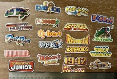 20 Classic Arcade Logo Stickers – White, Clear or Holographic – Vinyl