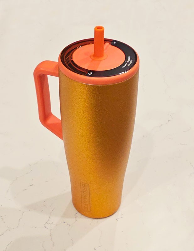 BruMate BrüMate Era 40 oz. Showtime Taylor Swift orange metallic tumbler straw