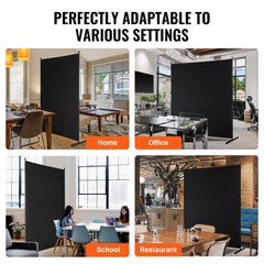 6FT Room Divider Single Panel Fabric Room Screen for Office Bedroom Black