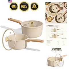 Elegant 1.5Qt & 2.5Qt Ceramic Nonstick Saucepan Set – PFOA Free, Safe Cooking