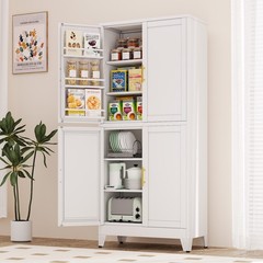 74.8″ H Metal Pantry Cabinet, Adjustable Shelves, Cupboard for Kitchen & Dining
