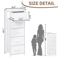 Tall Dresser with 5 Drawers Storage Organizer Chest of Drawers for Bedroom