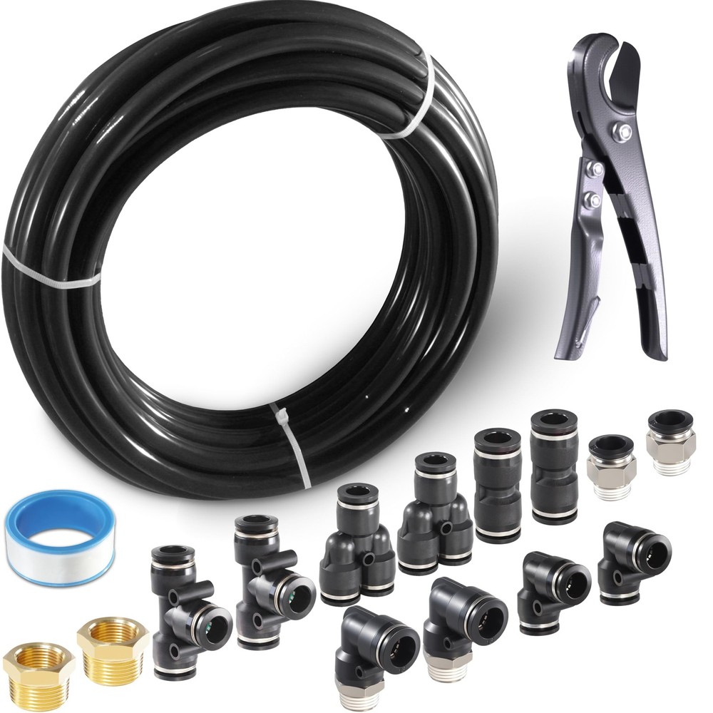 Pneumatic Tubing Black Polyurethane PU Air Hose 16mm x 10M,