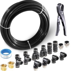 Pneumatic Tubing Black Polyurethane PU Air Hose 16mm x 10M,