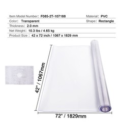 VEVOR PVC Table Protector 42×72 Inch Clear Plastic Desk Protector 2.0mm Thick
