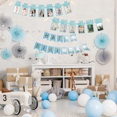 First Birthday Decorations for Boy from Newborn to 12 Months, 1st Birthday Blue