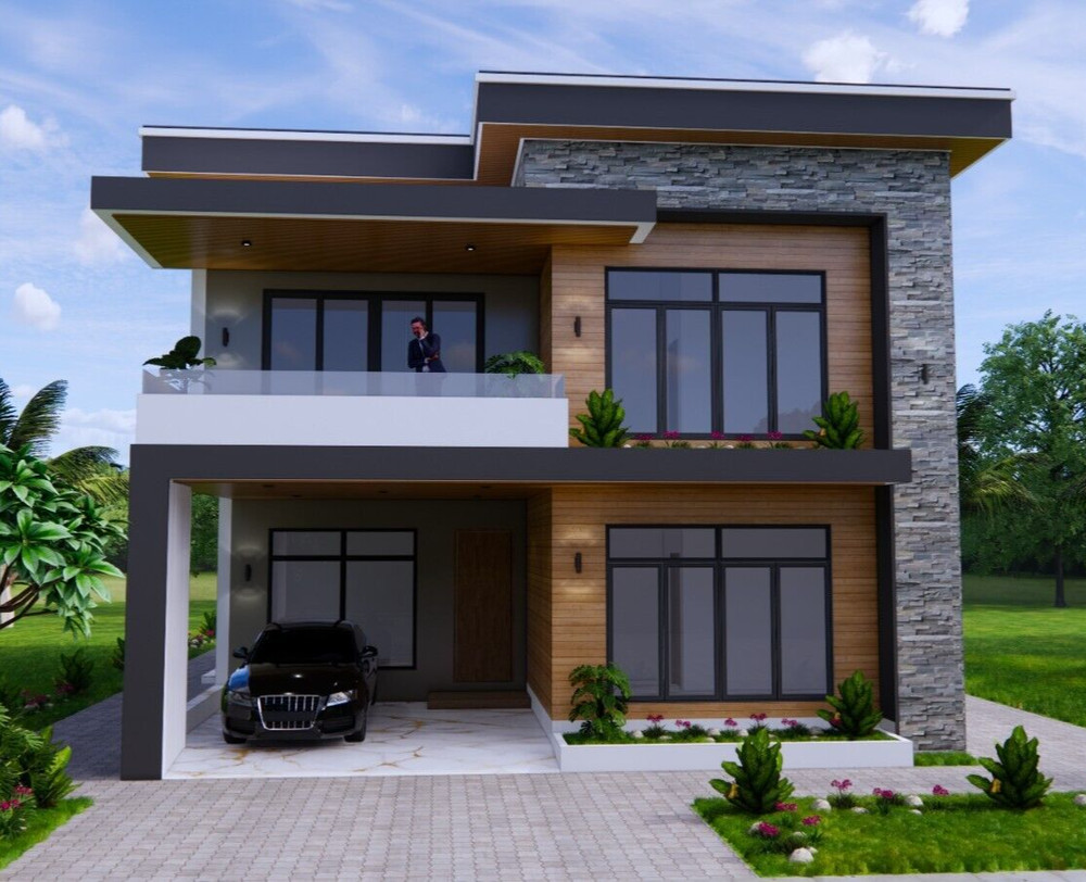 33X56 House Design Plans 10×17 Meter 6 Bed 8 Bath Flat Roof PDF & A4 Hard Copy