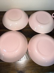 TAYLOR SMITH & TAYLOR DWARF PINE Pink 4 Pc Service Set Plates China Dishes VTG