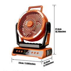 20000mAh Camping Fan Rechargeable Portable Fan with Remote LED Lights & 4 Speeds