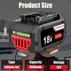 2 Pack 18V Battery For Bosch 18V 8.0AH Li-ion BAT609 BAT610G BAT618 GSR18V-LI