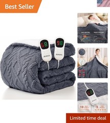 Heated Electric Blanket Queen Size-84″x90″ Heating Blanket with 10 Heating Le…