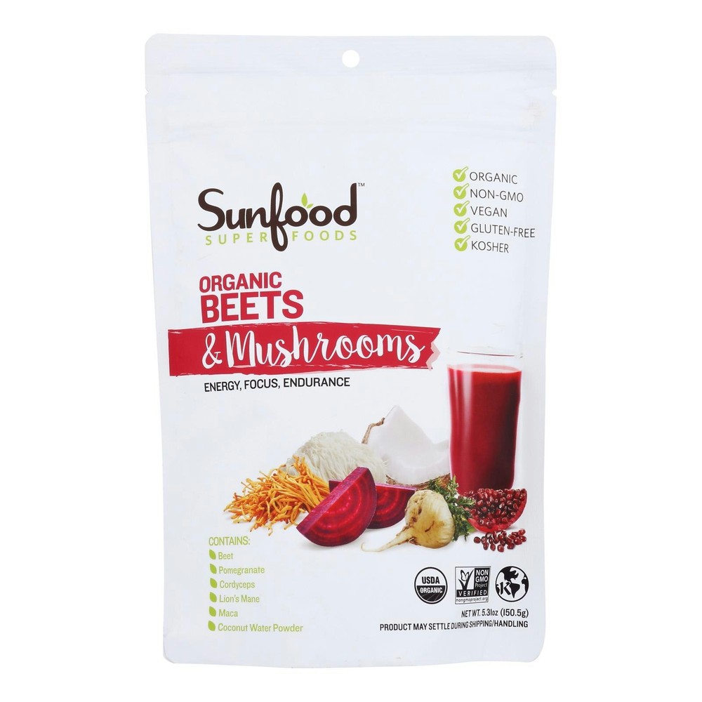 Sunfood Superfoods Beet Mushroom Powder Organic 5.31 oz (Pack of 3)