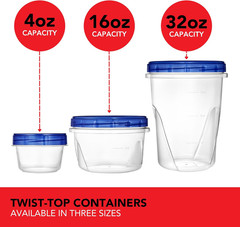 Stock Your Home 4Oz Plastic Containers with Twist Top Lids (6 Pack), 1/2 Cup Sma