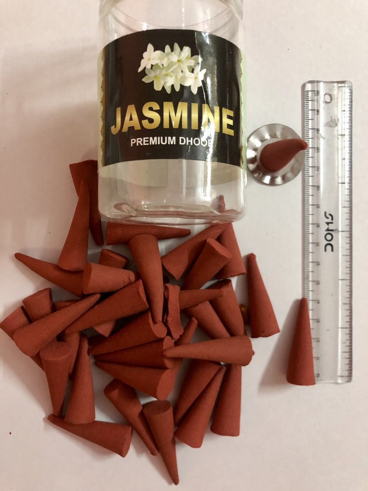 110 grams 1.6″ PREMIUM JASMINE DHOOP INCENSE CONES meditation puja Free Ship