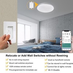 USED Smart Wireless Light Switch and Receiver Kit Dimming No wiring Work Alexa