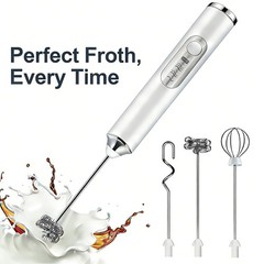 3in 1 Handheld Electric Whisk Mixer,Rechargeable 3 Speed Milk Frother Egg Beater