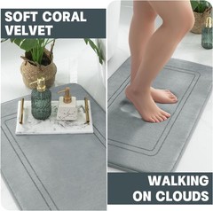 3PCS Memory Foam Bathroom Rug Absorbent Bath Mat Set Small Large and Door Rug US