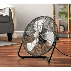 Mainstays 20″ 3-Speed High Velocity Tiltable Black Steel Floor Fan
