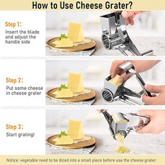 Cheese Grater Stainless Steel Vegetable Shredder Cutter Grinder 4 Drum Blades