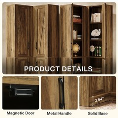 67″ Corner Pantry Cabinet Farmhouse Wooden Corner Cabinet with Storage Shelves