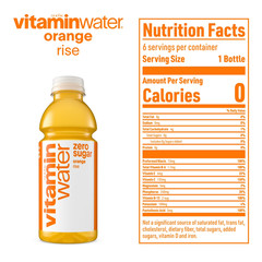 vitaminwater Rise Zero Sugar Orange Flavored Water Beverage, 16.9 fl oz, 6 Pack