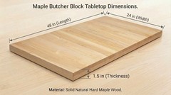 24 in. x 48 in. x 1.5 in. Solid Maple Butcher Block Countertop