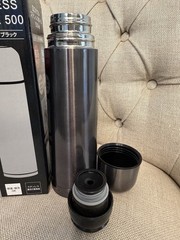 Stainless Steel Thermal Bottle with Cup Vacuum Insulated Bottle Black Gray 500ml