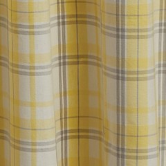 MEADOWLARK YELLOW GRAY AND WHITE PLAID CLOTH SHOWER CURTAIN, NWT, COUNTRY