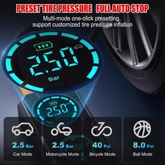 150 PSI Air Compressor Tire Inflator Fits Car Moto Bike Tires Air Pump Cordless
