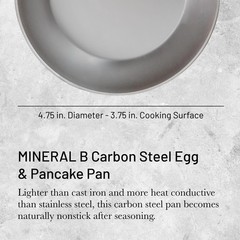 MINERAL B Carbon Steel Egg & Pancake Pan – 4.75” Diameter – Naturally Non-Sti…
