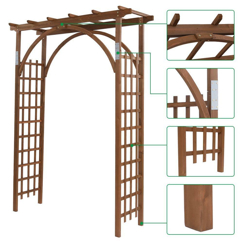 8 FT Wooden Garden Arbor Arches Wedding Party Arch for Climbing Plant