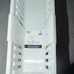 Mainstays 3 Pack White Plastic Rectangular Storage Trays 10.3 x 3.15 x 2.45 in