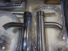 Brushed Nickel and Chrome Bathroom Faucets Unused, 2 Faucets