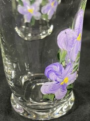 Set Of 3 Hand Painted Glasses African Violets Hand Wash Only 3 Inches Tall