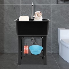 Utility Sink Laundry Tub with Faucet & Basement for Laundry Room Garage or Shop