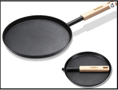 Frying Pan Skillet 8-inch Flat Crepe Pan, Lightweight Grill Pan with Wooden H…