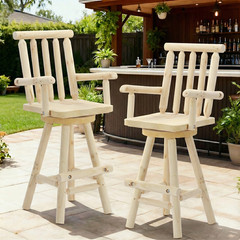 HOMEDIARY Solid Wood Swivel Adirondack Bar Chairs, Outdoor Bar Height Barstools