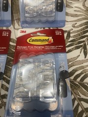 (Lot of 4) Command Mini Hooks Holds 0.5 Lb – #17006CLR-6 Hooks 8 Strips Ea. Pack