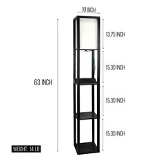 63” Column Floor Lamp with USB Ports and Wireless Charger